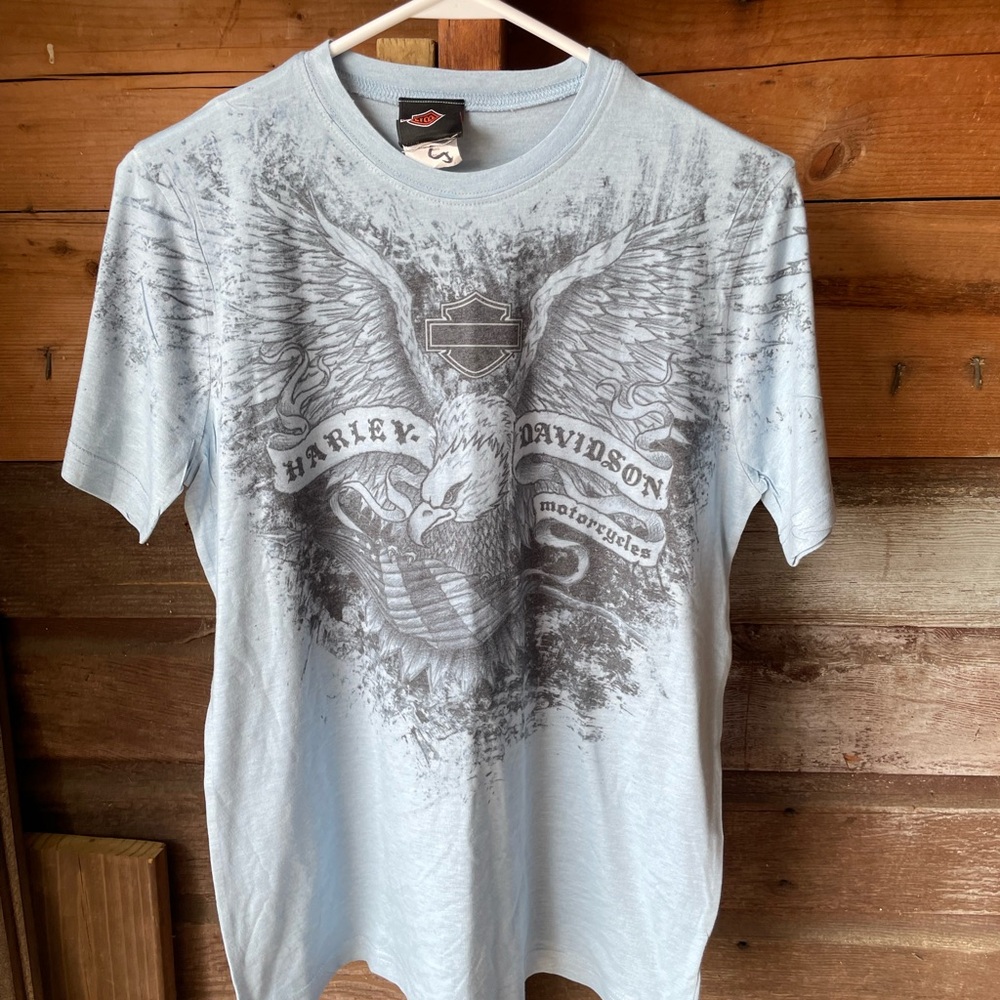 Harley-Davidson Blue Vintage Graphic Short Sleeve Tee